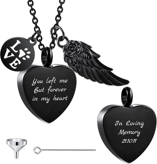 Personalized Urn Necklace for Pet Ashes Custom Photo/Name/Date Paw Print Pendant for Women Men Cremation Jewelry Memorial Keepsake for Dog/Cat/Pet Urn Necklace with Funnel Fill Kit