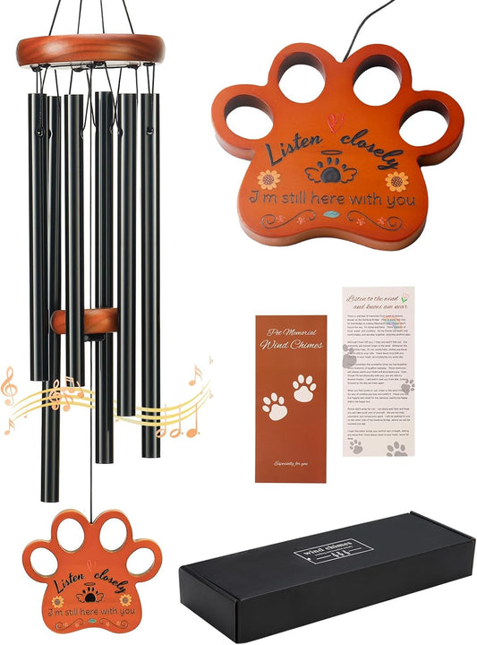 Dog Memorial Gifts for Loss of Dog, Pet Memorial Gifts for Dogs, 26'' Memorial Gifts Wind Chimes, Loss of Dog Sympathy Gift with Poem Card for Cat, Pet Remembrance Gift Dog for Garden, Patio