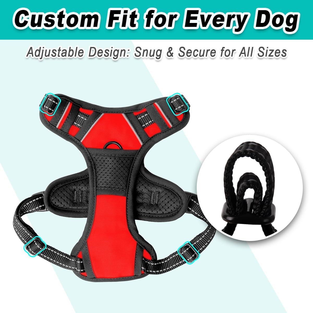 BARKBAY Dog Harness No Pull for Small Dogs - Adjustable, Reflective, Comfortable, No Choke, Heavy-Duty - Perfect for Outdoor Training, Walking, and Hiking - Strong & Durable - XS & Red