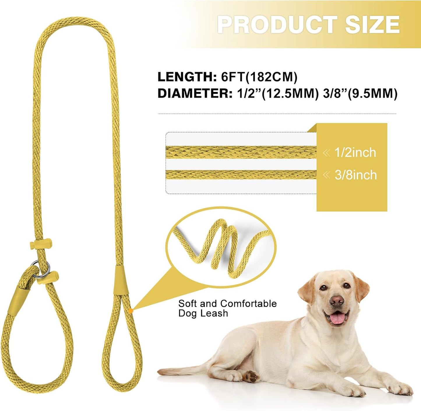 Lynxking Dog Leash Slip Lead Reflective Breathable Rope Comfortable Strong No Pull Slip On Pet Training Lead for Dogs