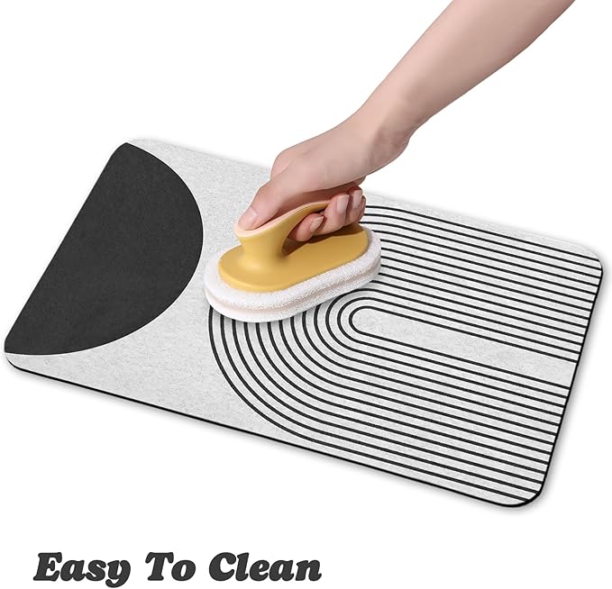 Dog Food Mats for Floors Waterproof, Cat Water Bowl Mats Pet Feeding Absorbent Mat Placemats for Food and Water Black Bohemia 24 * 32 inch