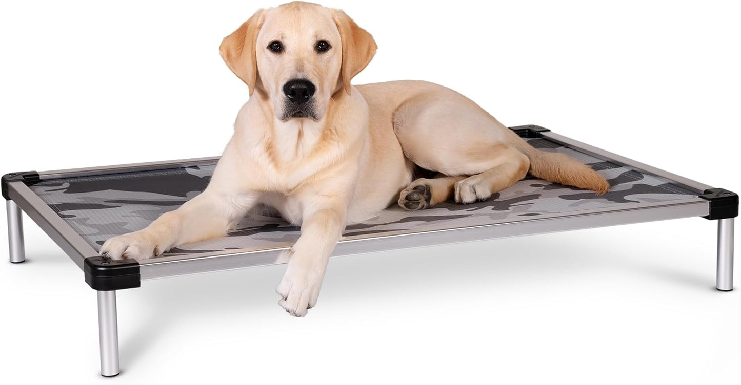 K9 Ballistics Chew Proof Elevated Cooling Dog Bed - Made for Aggressive Chewers, Virtually Indestructible, Ripstop Fabric with No Padding, Pre-Assembled - Small, Snow Camo