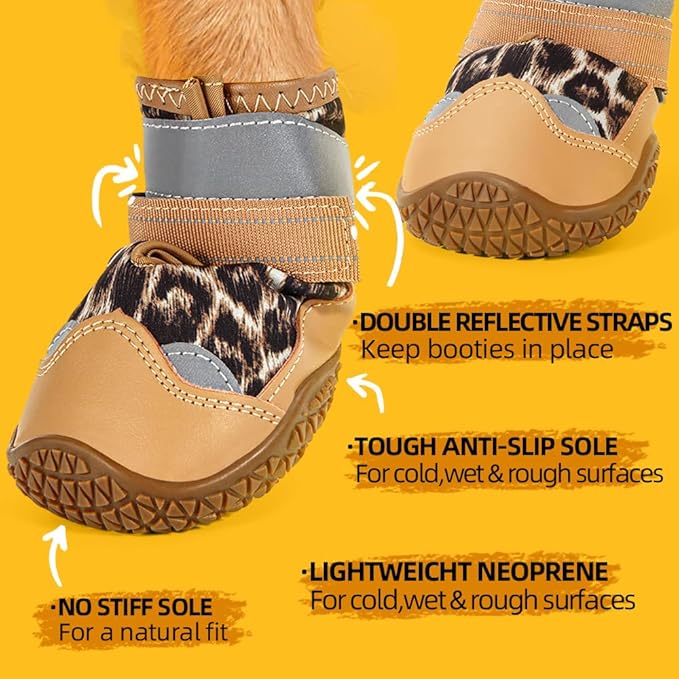 Dog Shoes for Small Dogs, Dog Boots & Paw Protectors for Hardwood Floors, Outdoor Dog Booties for Hot Pavement Winter Snow Hiking, Waterproof Dog Shoes with Reflective Strips Size 2