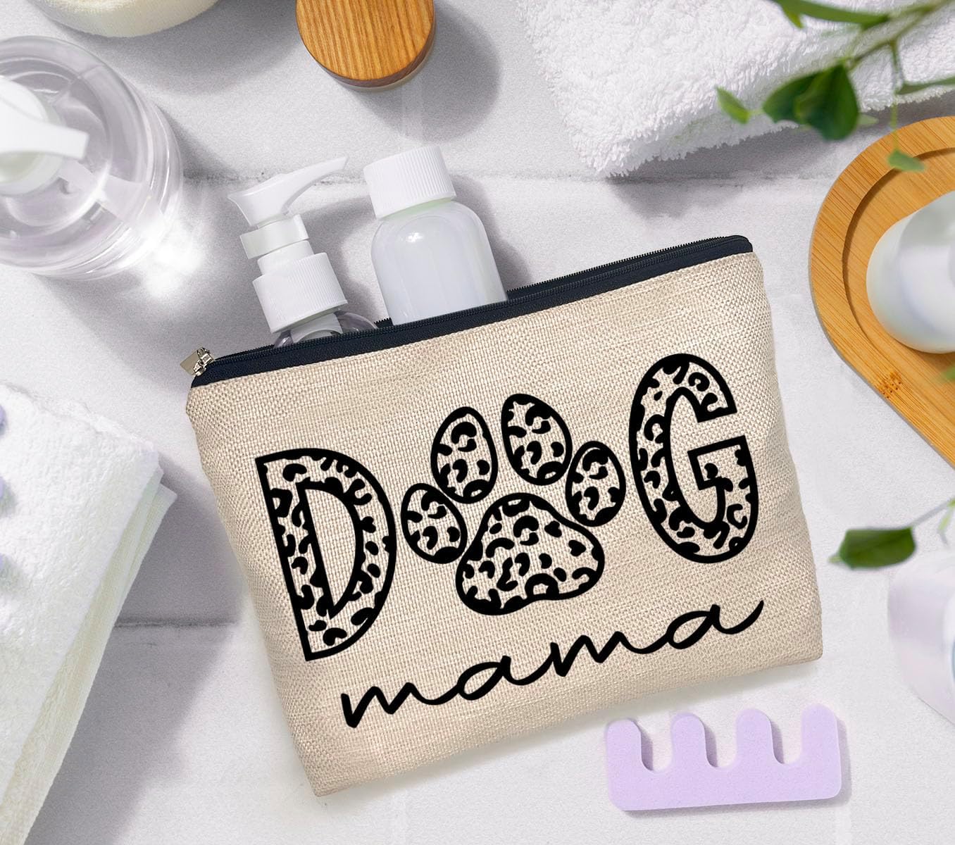 IWXYI Dog Mom Gifts For Women,Dog mama Makeup Bags with Zipper,Dog mama Makeup Bag Zipper Pouch Travel Toiletry Gifts For Women