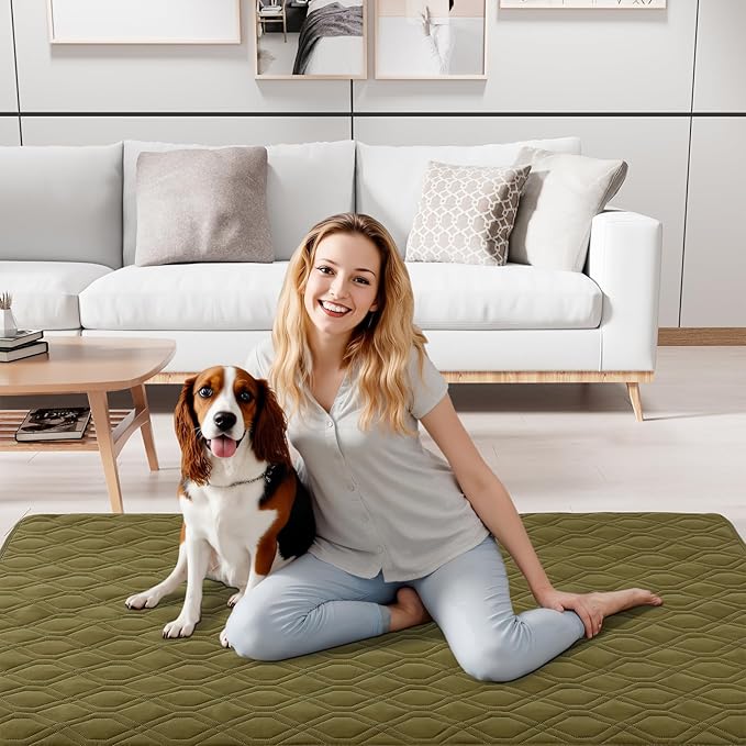 Smiry Waterproof Dog Blanket, 68x82 Inch Soft Pet Bed Cover Reversible, Washable Sofa Couch Furniture Protector for Small Medium Large Dog Puppy Cat, Green/Navy