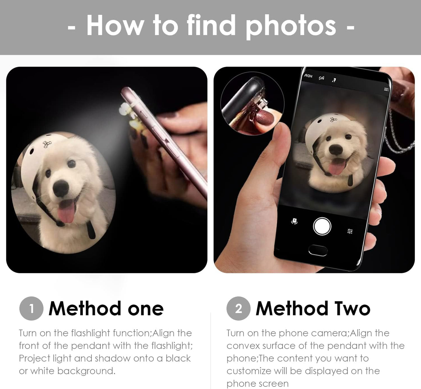 OPALSTOCK Personalized Pet Photo Necklace, Custom Photo Charm Projection Necklace Dog Cat Paw Pendant Pet Memorial Jewelry