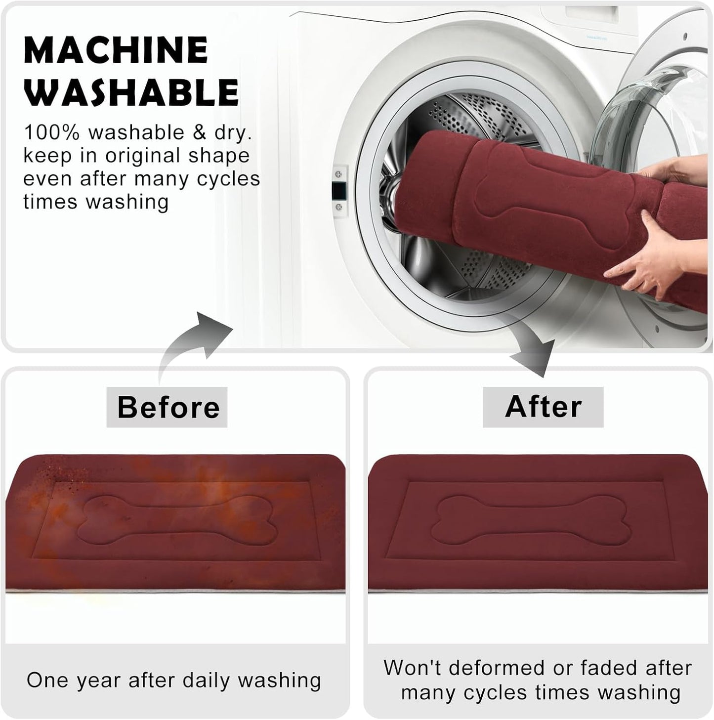 JoicyCo Medium Dog Bed Crate Mat 36 in Non-Slip Washable Soft Mattress Kennel Pads