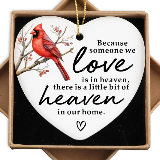 Cardinal Memorial Ornament Keepsake Sign - Heart Plaque for Remembrance, Condolence, Grief, and Sympathy - Bereavement Gift Ideas for Loss of Loved One