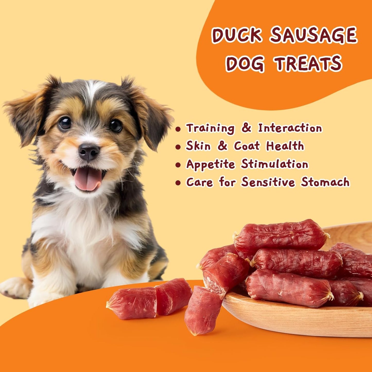 Jungle Calling Grain-Free Duck Sausage Dog Treats, Single Ingredient Duck Jerky, Soft & Chewy Training Treats for Small & Medium Dogs, 10.6 oz