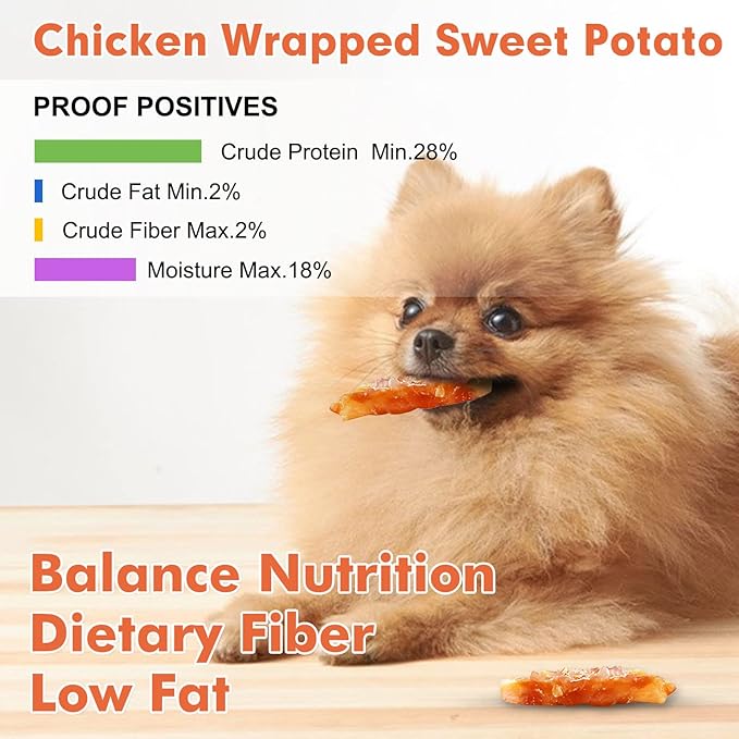 MON2SUN Dog Treats Rawhide Free Chicken Wrapped Sweet Potato Snacks, Gluten & Grain Free, Treats for Puppy and Small Dogs, (Chicken, 1.56 Pound-Pack of 1)