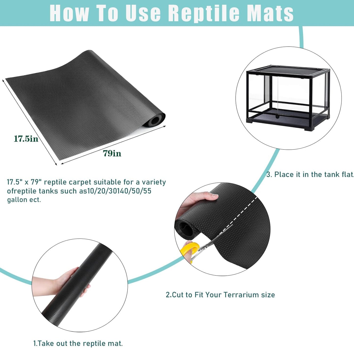 Bearded Dragon Tank Accessories, Reptile Mat Hammock Plants Bridge Jungle Climber Vines Terrarium Decorations for Hermit Crab Lizard Snake (10 PCS with Reptile Mat)