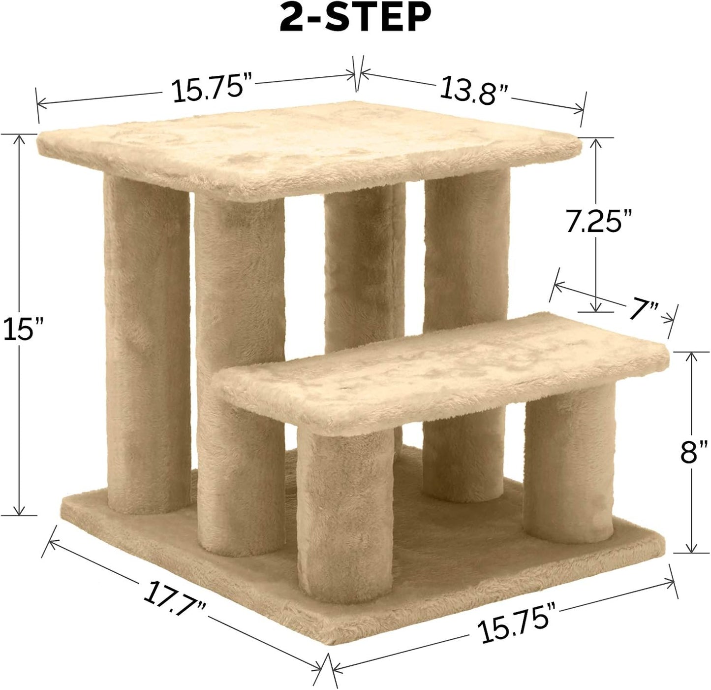 Furhaven Steady Paws Multi-Step Pet Stairs for High Beds & Sofas - Cream, 3-Step