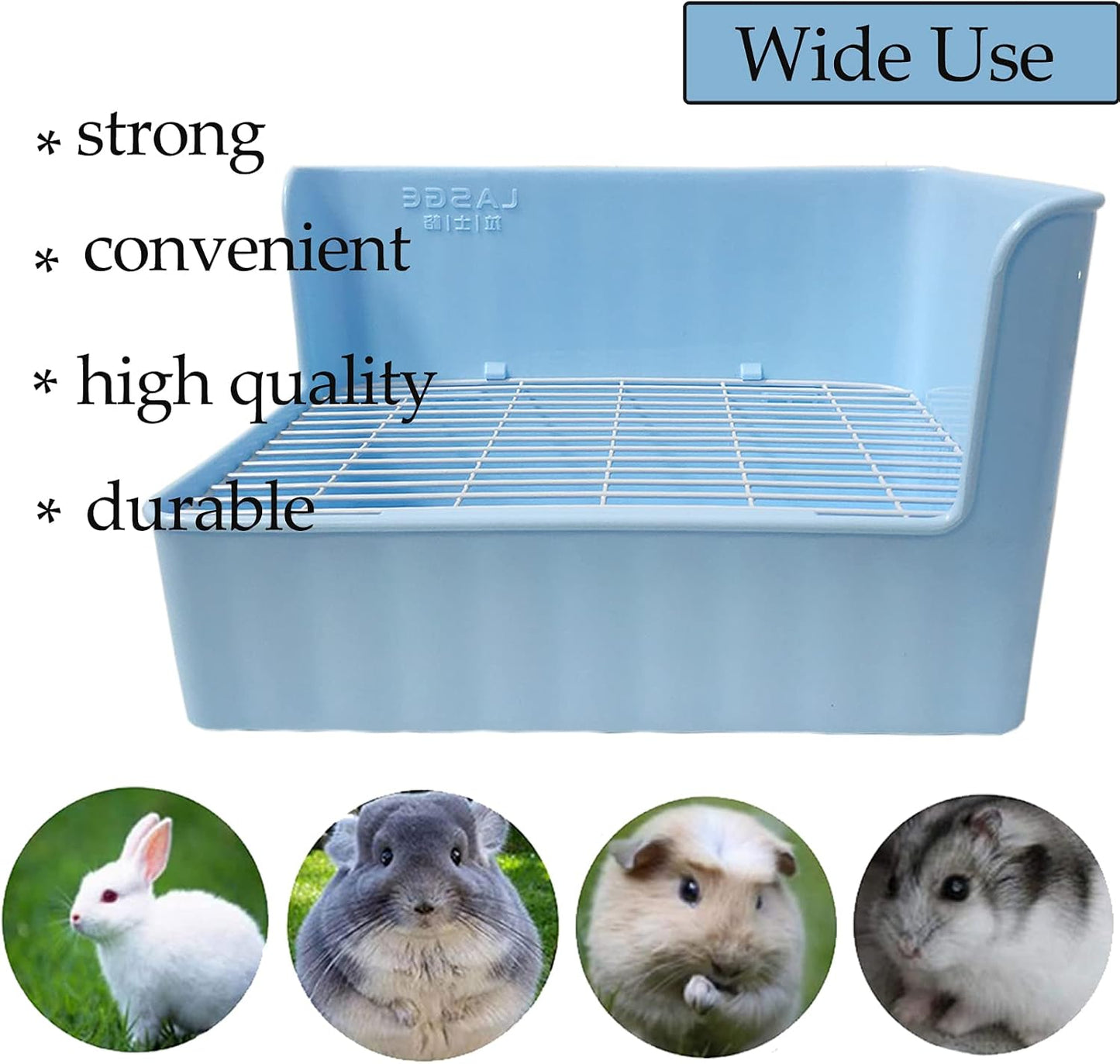 Tfwadmx Rabbit Litter Box Toilet Bunny Corner Litter Pan Pet Toilet Potty Trainer with Scoop Rabbit Chew Toys for Guinea Pigs Galesaur Chinchilla Ferret Small Animal (Blue)