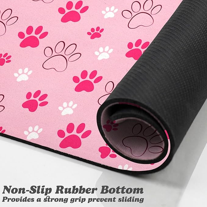 Dog Food Mat, Absorbent Water Bowl Mats Cat Pet Feeding Placemats Pink 17 * 30 inch
