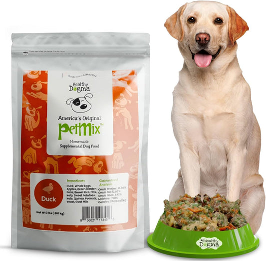 Healthy Dogma - PetMix Dehydrated Dog Food -, Raw, Easy-to-Digest Homemade Dog Food with Freeze-Dried Duck, Goat’s Milk & Superfoods (Duck Dinner, 2 lbs)