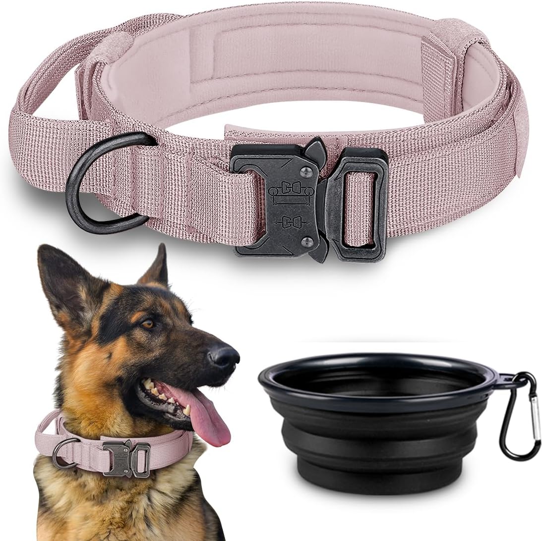 COOYOO Dog Collar,3 Piece Set Tactical Dog Collars, Adjustable Military Training Nylon Dog Collar with Control Handle and Heavy Metal Buckle for Medium and Large Dogs