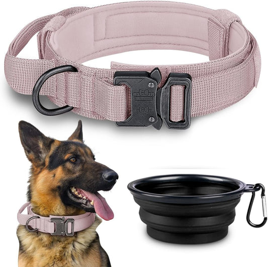 COOYOO Dog Collar,3 Piece Set Tactical Dog Collars, Adjustable Military Training Nylon Dog Collar with Control Handle and Heavy Metal Buckle for Medium and Large Dogs