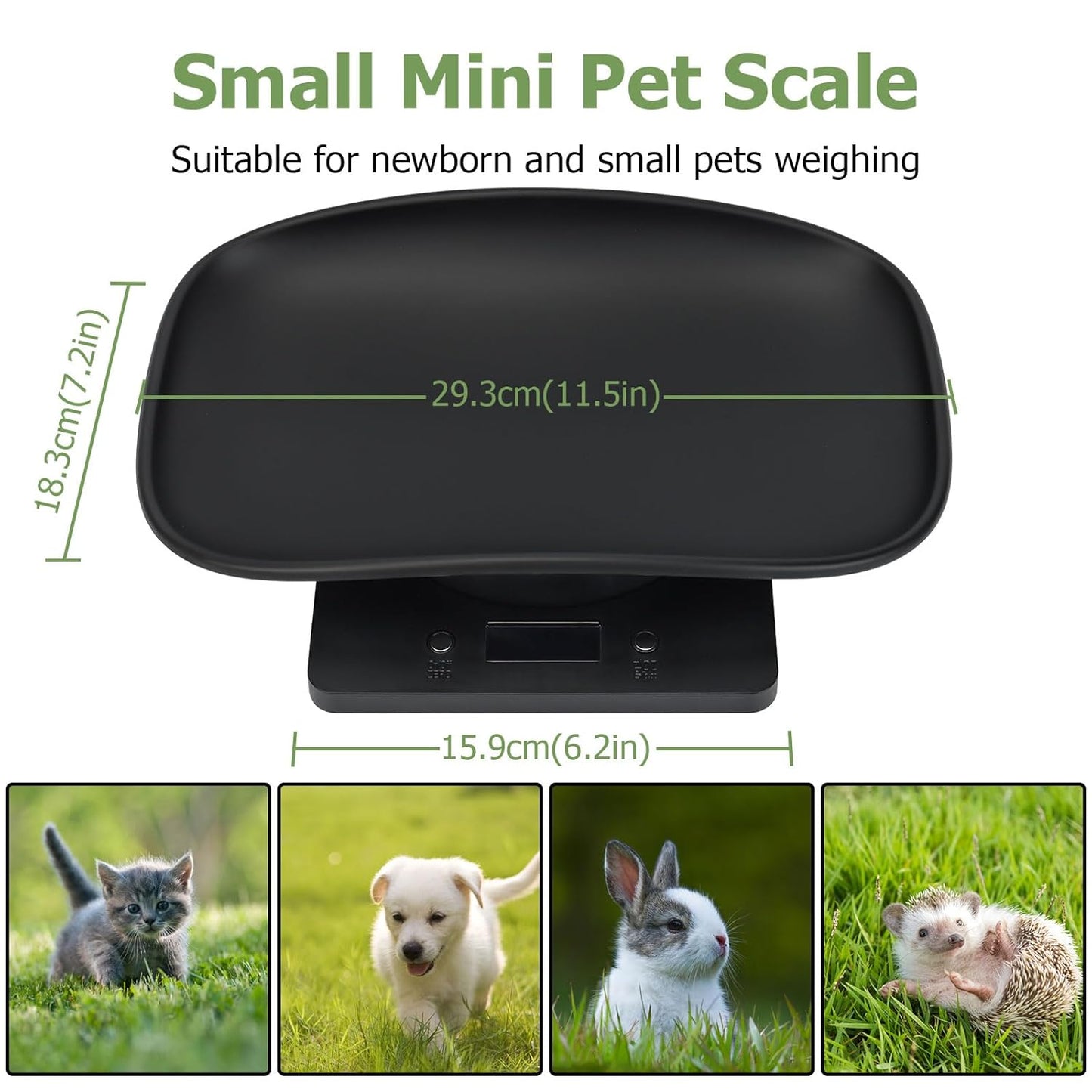 Digital Small Animals Scales for Weighing with Tape Measure, Puppy Whelping Scale Weigh Your Kitten, Rabbit with High Precision (Black Pet Scale&Tape)