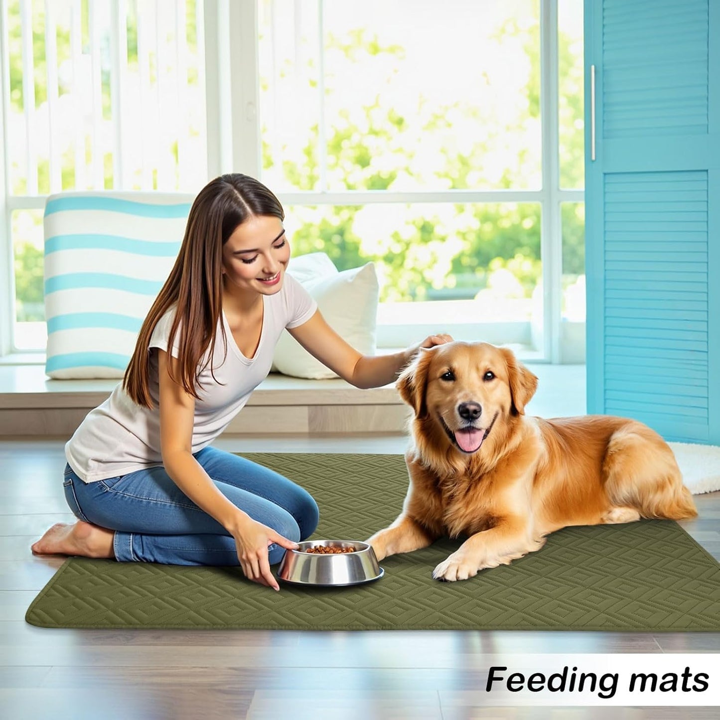 hyha Waterproof Dog Blanket, Soft Pet Bed Blankets, Waterproof Sofa Couch Cover for Dogs Washable, Reversible Pet Couch Covers for Sofa Furniture (30x80 Inch, Green/Navy Blue)