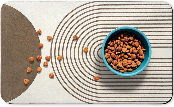 Dog Food Mats for Floors Waterproof, Cat Water Bowl Mats Pet Feeding Absorbent Mat Placemats for Food and Water Brown Bohemia 24 * 32 inch