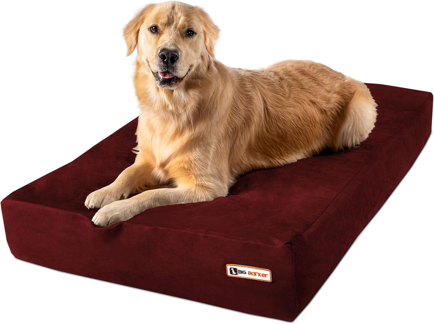 Barker Beds Large Orthopedic Dog Bed for Large Dogs - Premium 7" Thick Cushion with Washable Microsuede Cover - Durable XL Pet Bed - Made in USA (Burgundy)