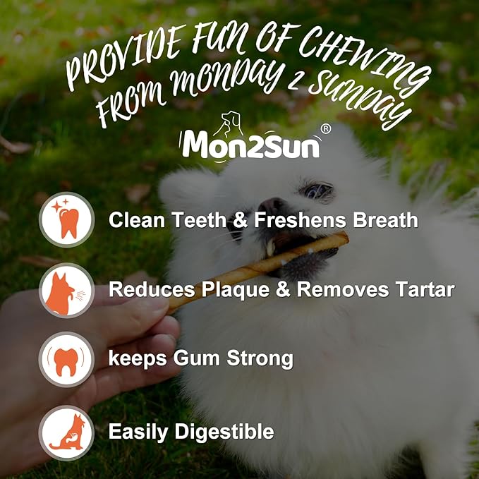 MON2SUN Dog Rawhide Twist Sticks Chicken Flavor 5 Inch Thin Sticks Rawhide Chews Treats for Puppy and Small Dogs 120 Count