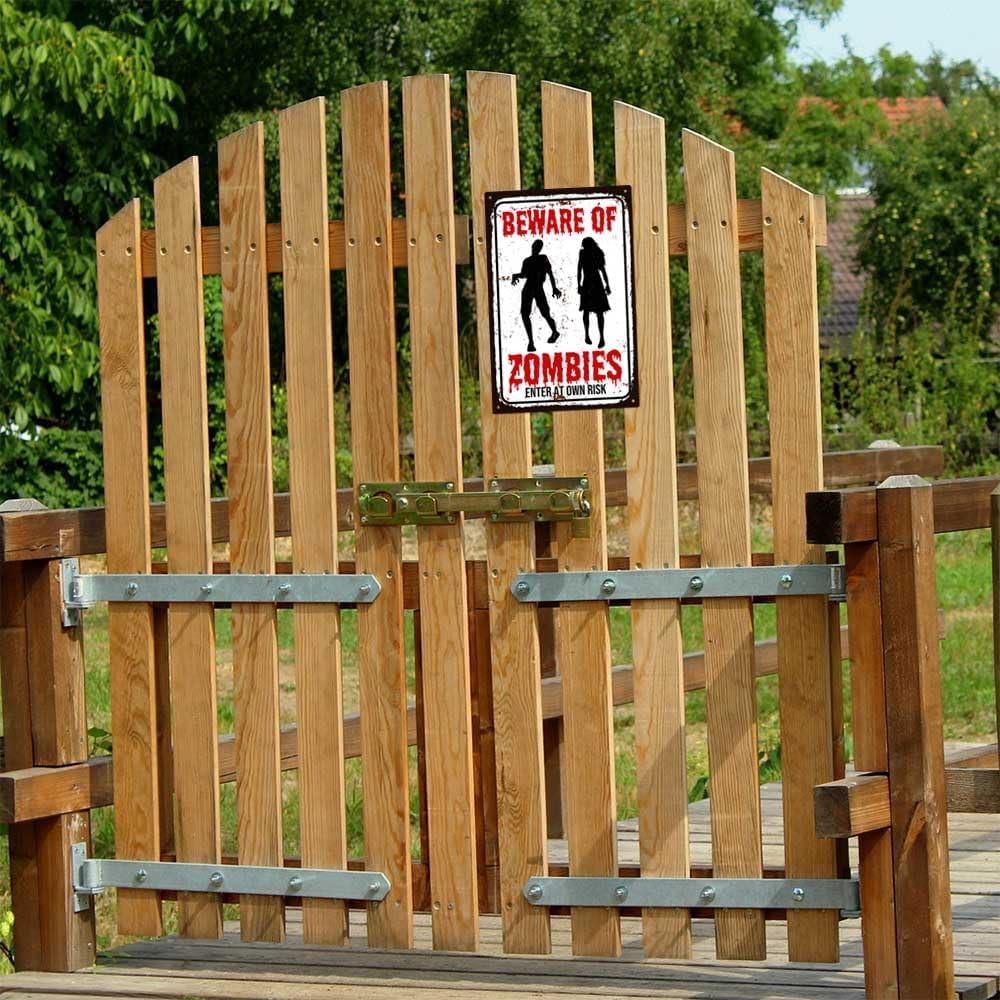 Beware of Zombie Sign Funny Halloween Party Decor Horror Themed for Outdoor Decoration 8 x 12 inch