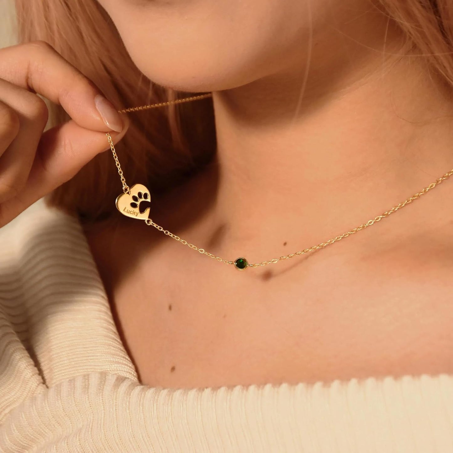 Customized Paw Print Necklace Personalized Pet Name Necklace Custom Engraved Dog Cat Paw Pendant Necklace Pet Memorial Gift for Pet Lovers