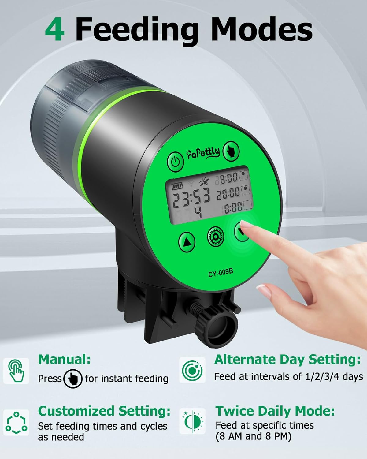 Automatic Fish Feeder for Aquarium, Auto Fish Food Dispenser with Timer and Feeding Ring, Moisture-Proof, Smart Fish Tank Vacation Feeder with 2 AAA Batteries