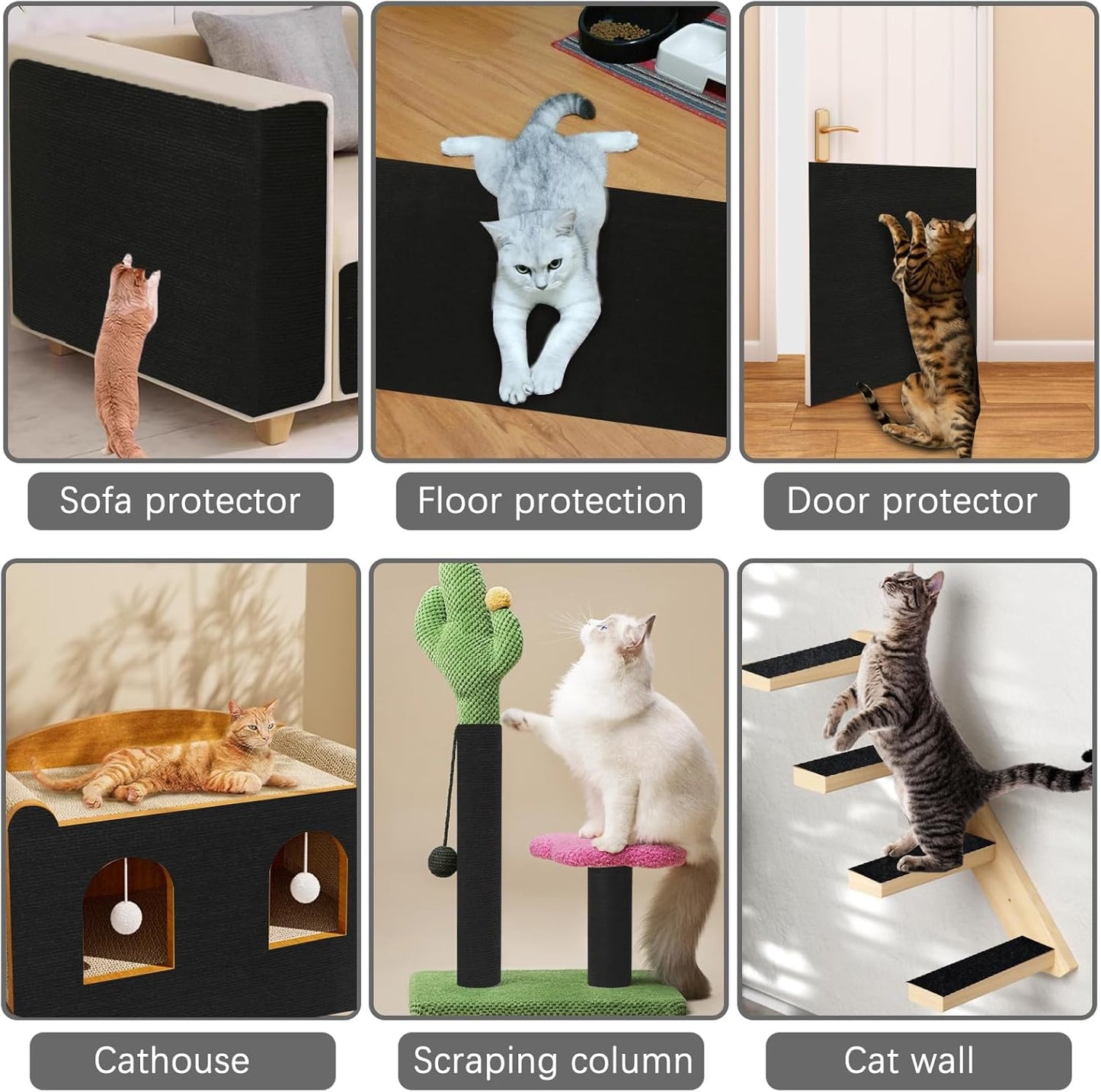 Large 118.1"x15.8" Cat Scratching Mat - Carpet with Self-Adhesive Trimmable-Adhesive Carpet, Cat Scratch Furniture Protector Replacement for Cat Tree Shelf Shelves Couch Furniture DIY Protector