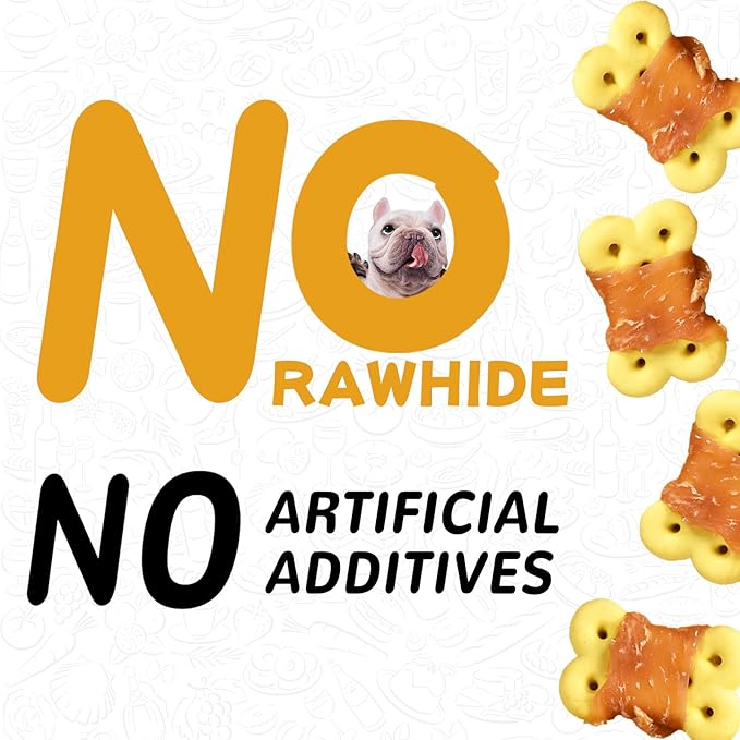 Dog Treats Chicken Wrapped Pumpkin Biscuits, Rawhide and Gluten Free, w/Taurine Low Fat Chewy Training Treats,12.5 oz