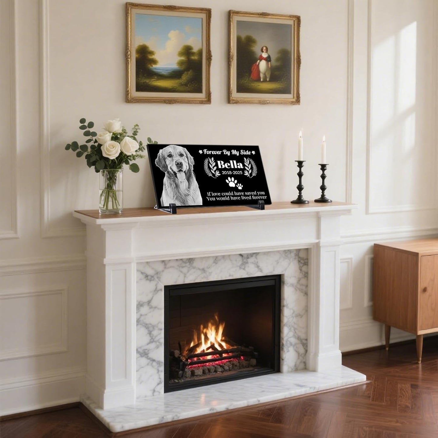 Personalized Pet Memorial Stone, Weatherproof Granite Dog Headstone - Custom Grave Marker for Dogs&Cats Engraved with Photo Name Date,Memorial Stones for Memory Garden