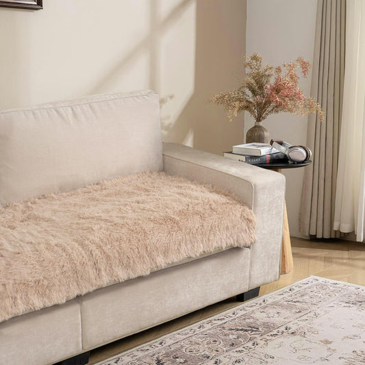 Dogs/Cats Bed Mats, Dog Pad Washable Removable Couch Cover with Anti-Slip Back, Plush Long Fur Mat, Perfect for Small, Medium and Large Dogs.(Beige, 30"x80")