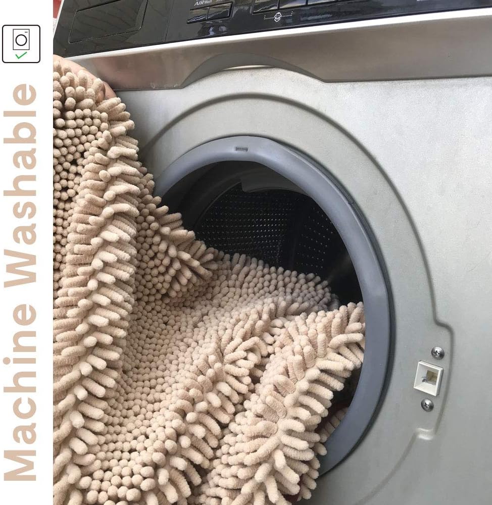 NJSBYL Pet Rugs Mats for Dog Cat Bathroom Door Rugs 26" x 36" Khaki Doormat Shaggy Chenille Pet Area Rugs Ultra Soft Water Absorbent Machine Washable Dry Area Rugs for Bathroom