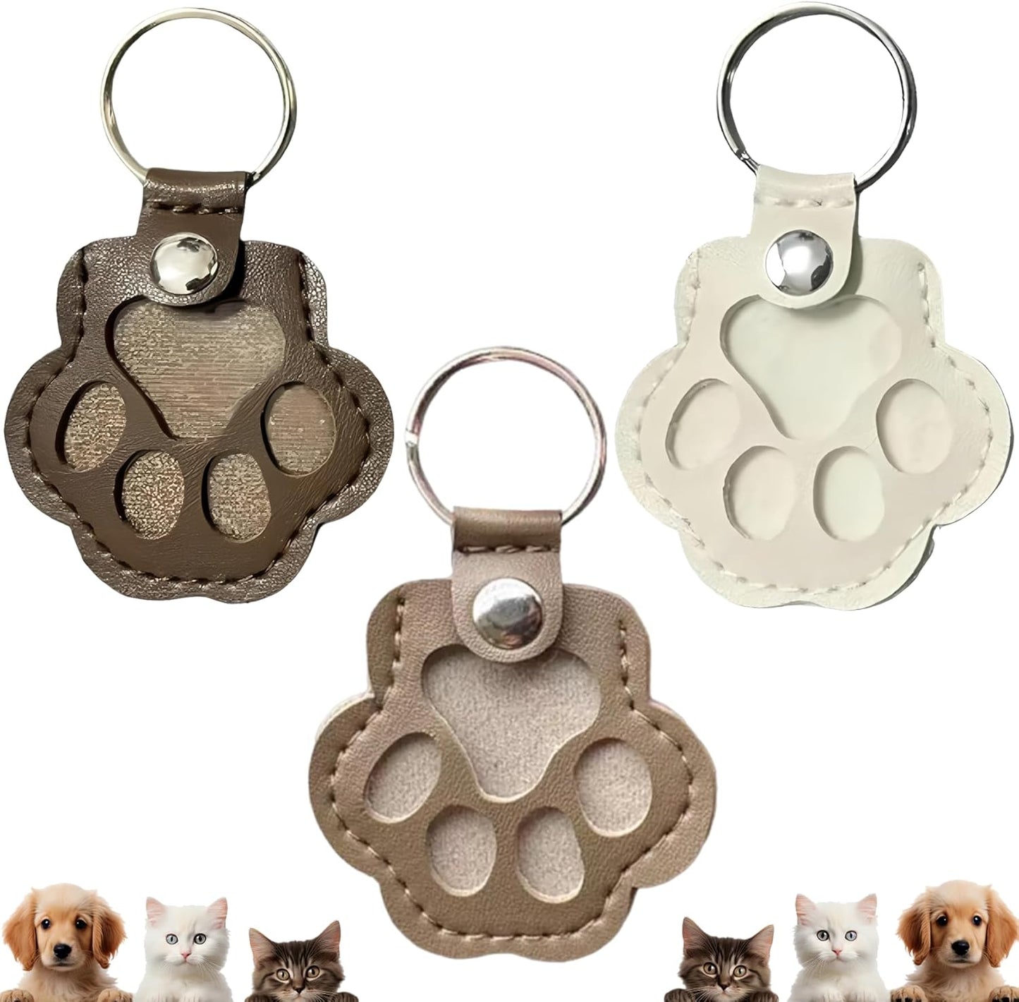 Leather Pet Memorial Keychain, Pet Hair Keepsake Keychains, Cute Leather Paw Keychains, Memorial Gift for Pet Lovers
