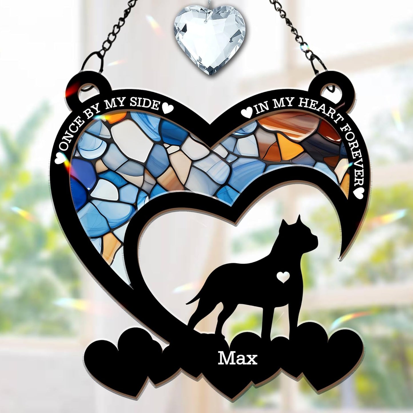 Personalized Pet Memorial Gift for Dog Lovers - Custom Dog Suncatcher Ornament with Name & Breed, Loss of Dog Sympathy Gift, in Loving Memory Keepsake