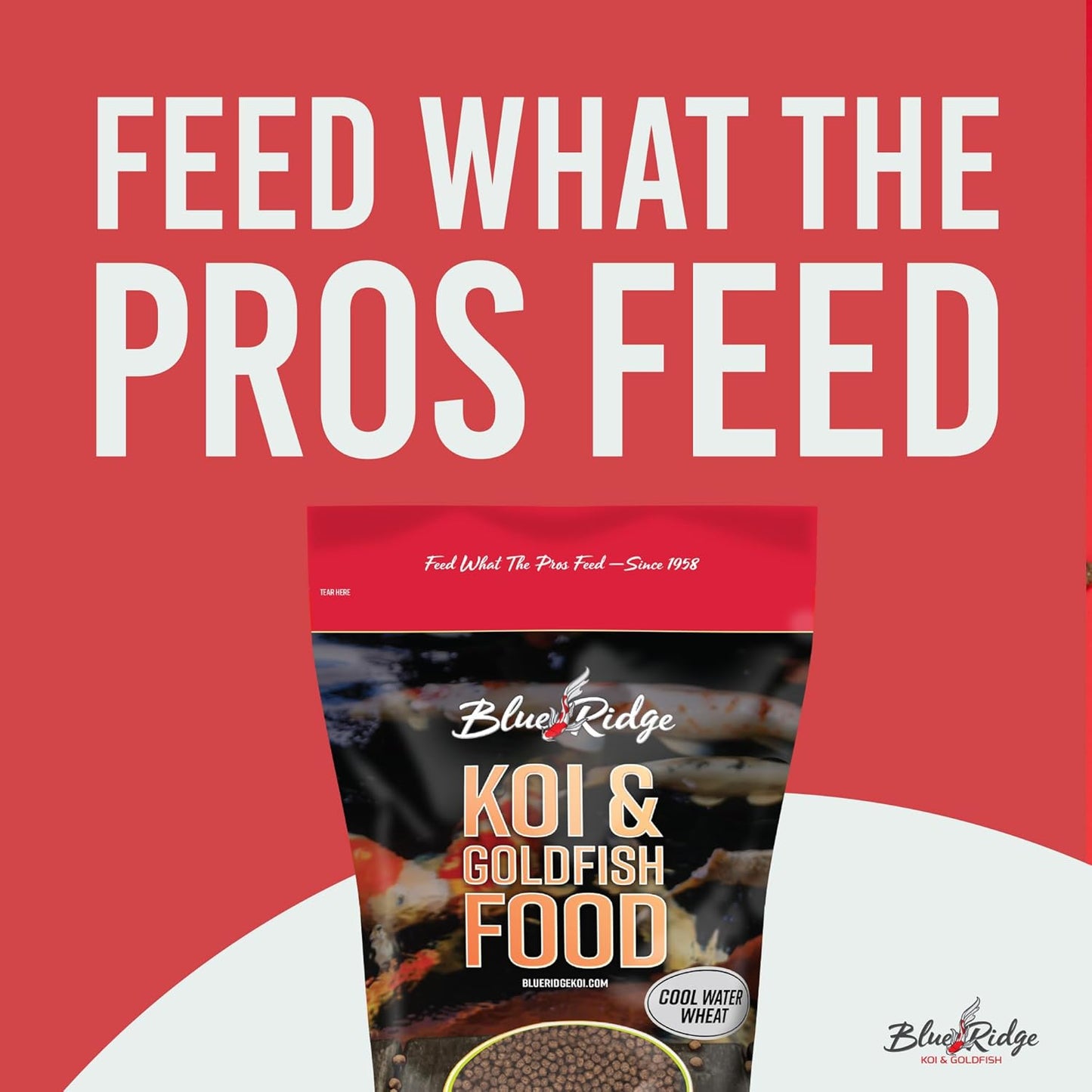 Blue Ridge Koi Fish Food 2lb - Cool Water Wheat 3/16", Fall and Winter Floating Pond Pellets, Ponds Fish Food