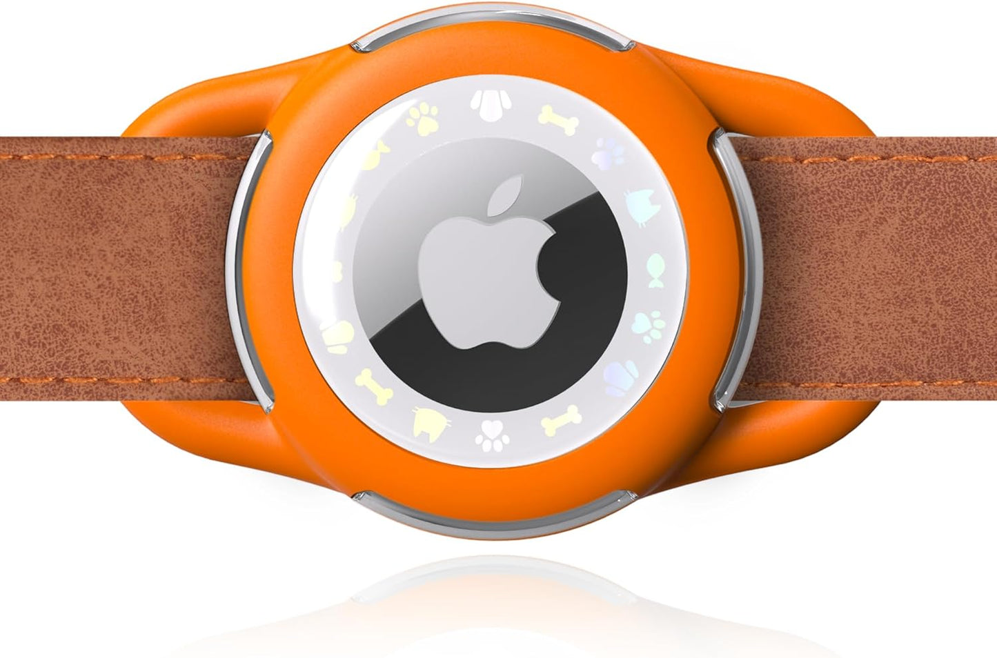 Airtag Dog Collar, Waterproof Airtag Holder for Dog Collar & Cat Collar Slicone Full Body Covered Pet Air Tag Holder (Orange, Small)