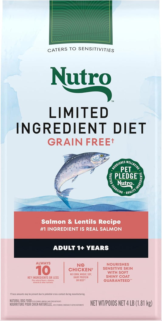 Nutro Limited Ingredient Diet Adult Dry Dog Food, Salmon & Lentils Recipe, 4 lbs.