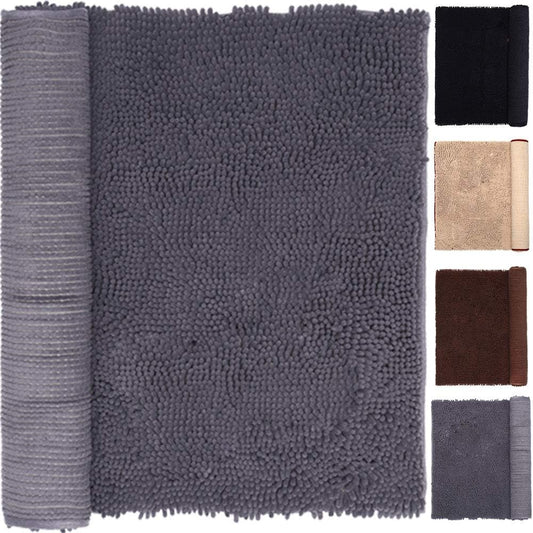 NJSBYL Grey Area Rugs 3x5 Mats for Bedroom Living Room 30 X 60 Inches Gray Indoor Doormat Shaggy Ultra Soft Chenille Area Play Rugs for Kids Dogs Cats Water Absorbent Machine Washable Dry