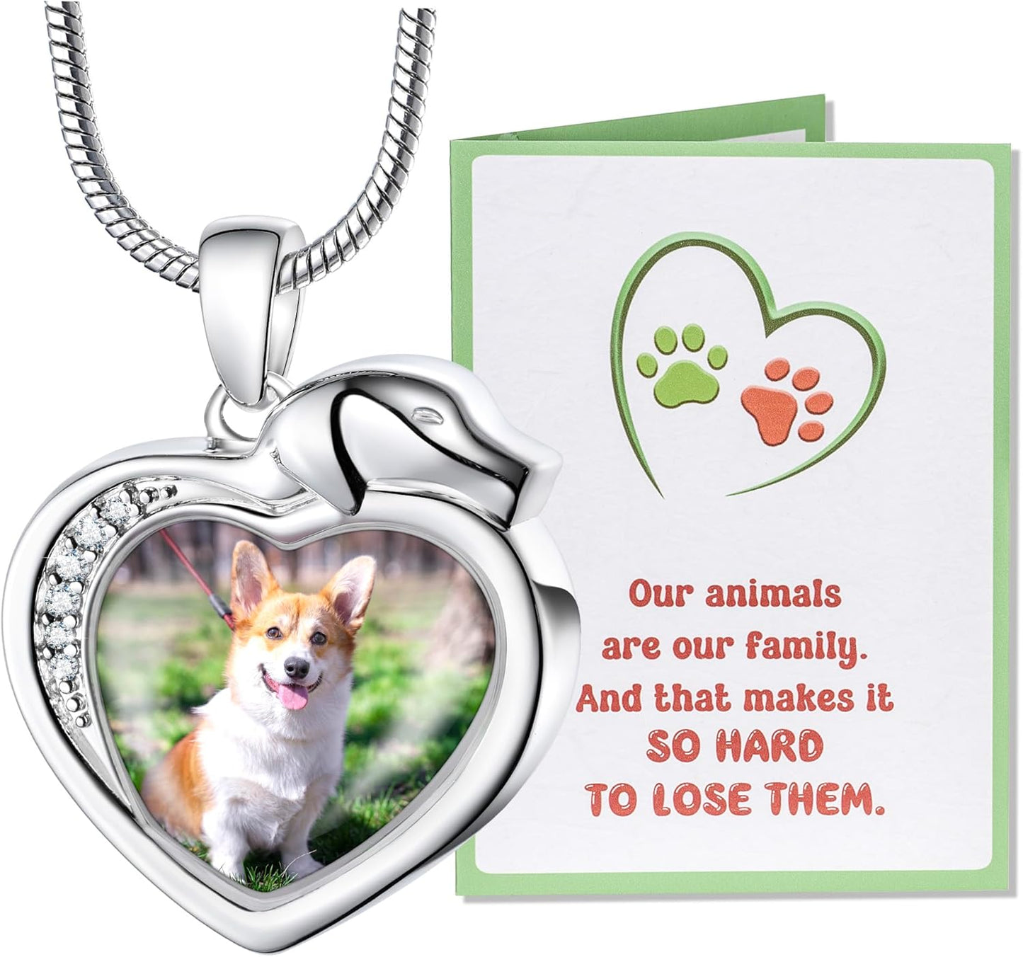 Farfume Personalized Pet Urn Necklace for Dog Cat Ashes Cremation Pet Memorial Customized Photo Text Engraving Pendant Keepsake Funeral Jewelry