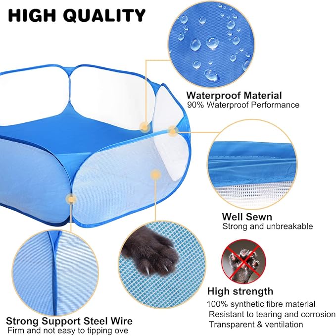 Guinea Pig Cage Rabbit Cage Indoor with Mat Playpen Perfect Size for Small Animal Pet Play Pen Easy to Clean Exercise Yard Fence Portable Tent for Hamsters, Chinchillas, Hedgehog, Puppy, Cats