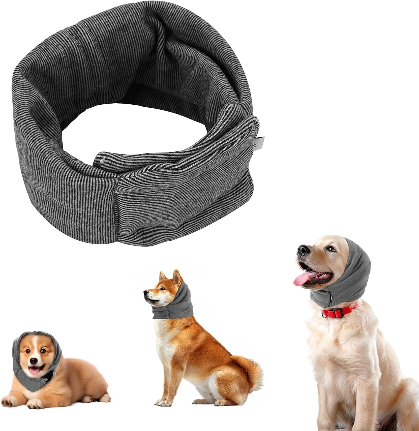 Dog Snood, Adjustable Dog Calming Hoodie, Dogs Ear Cover for Noise Anxiety Relief, Hematoma, Grooming and Force Drying, Windproof Pets Headband for Grooming