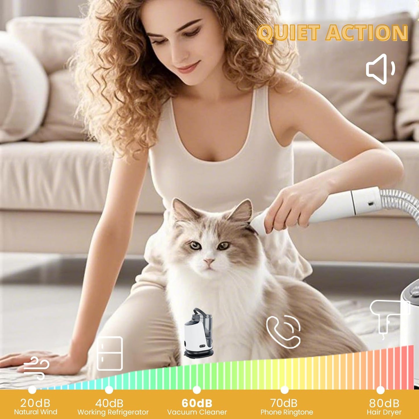 FOTING 8 in 1 Dog Grooming Vacuum & Dryer Kit, Dog Vacuum for Shedding Grooming with 3L Dust Cup, Touchscreen Adjustable Speed Temperature Control Clippers Brush, Pet Grooming Vacuum for Dogs at Home