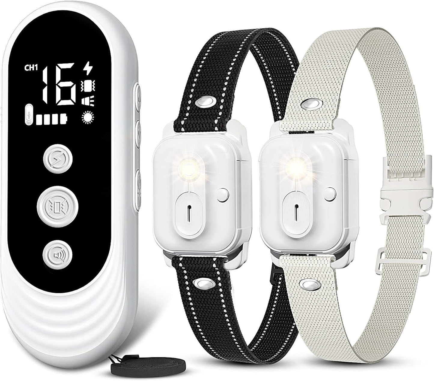 Dog Shock Collar 2 Dogs, 3300ft Dog Training Collar with Remote, IPX7 Waterproof Rechargeable Sleek Modern for All Dogs with Beep, Vibration, Safety Shock, Light Mode, 8-120 lbs NF