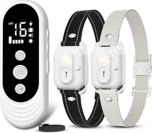 Dog Shock Collar 2 Dogs, 3300ft Dog Training Collar with Remote, IPX7 Waterproof Rechargeable Sleek Modern for All Dogs with Beep, Vibration, Safety Shock, Light Mode, 8-120 lbs NF