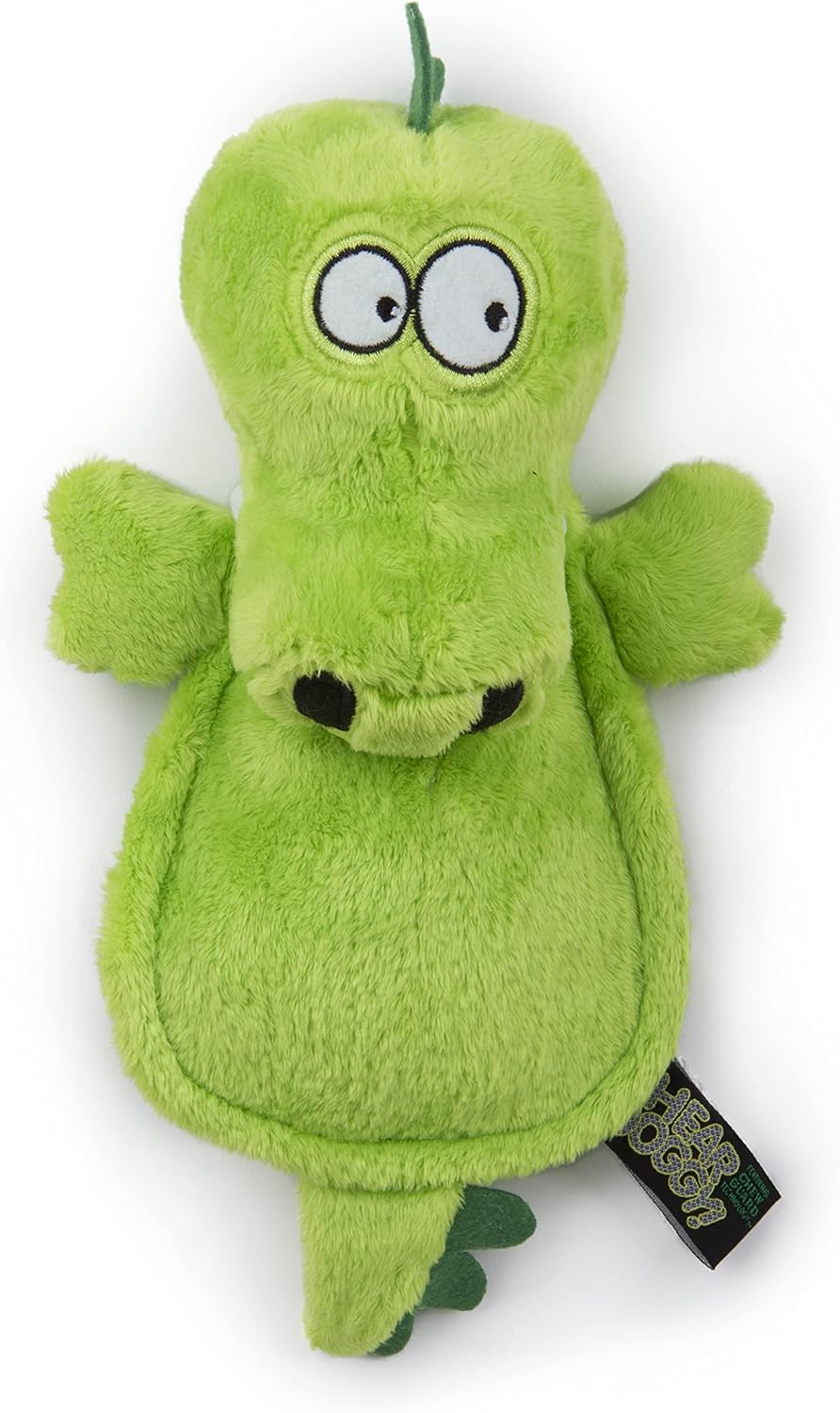 goDog Flattie Gator Silent Squeak Plush Dog Toy w/ Chew Guard Technology - Green, Large