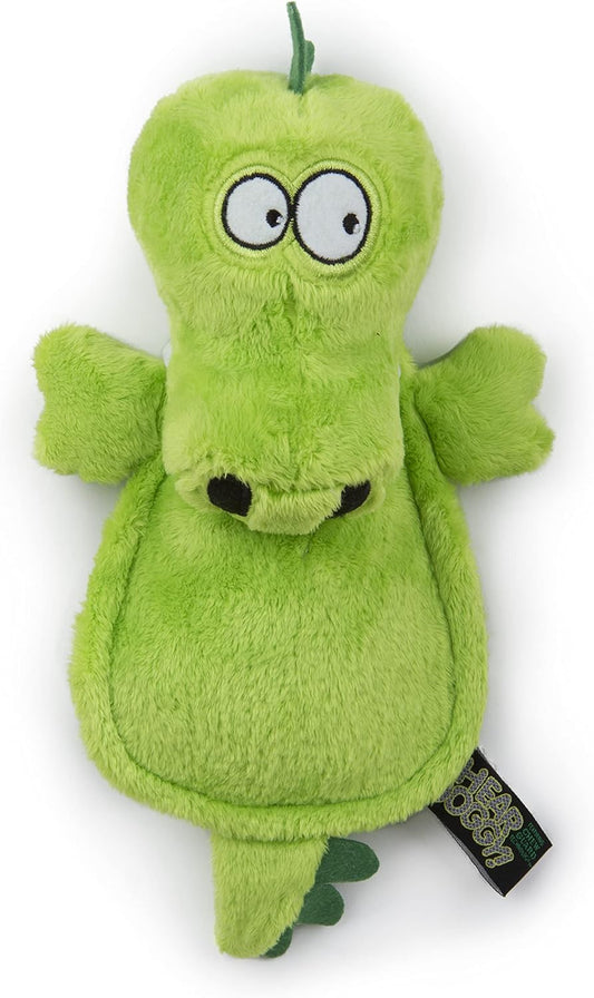 goDog Flattie Gator Silent Squeak Plush Dog Toy w/ Chew Guard Technology - Green, Large