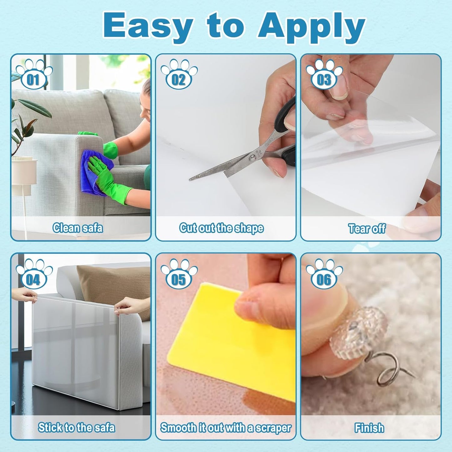 Cat Scratch Furniture Protector, 11.8"x196.8" Couch Protector from Cat Claws Cat Scratch Deterrent Furniture Protectors, Single-Sided Sticky Clear Cat Scratch Protector for Furniture Door Walls