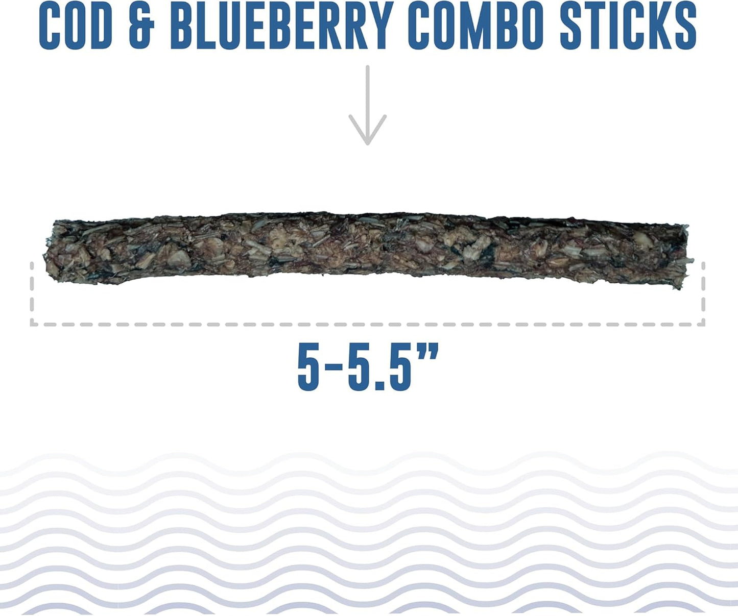 Icelandic+ Combo Sticks: Cod & Blueberry - 2oz - Dog Treats, Crunchy 2 Ingredient Pet Snacks, Preservative Free, Wild Caught Fish, Slow Baked, Natural